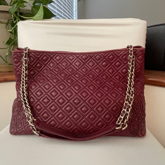 Authentic Maroon Tory Burch Tote - Picture 2 of 9